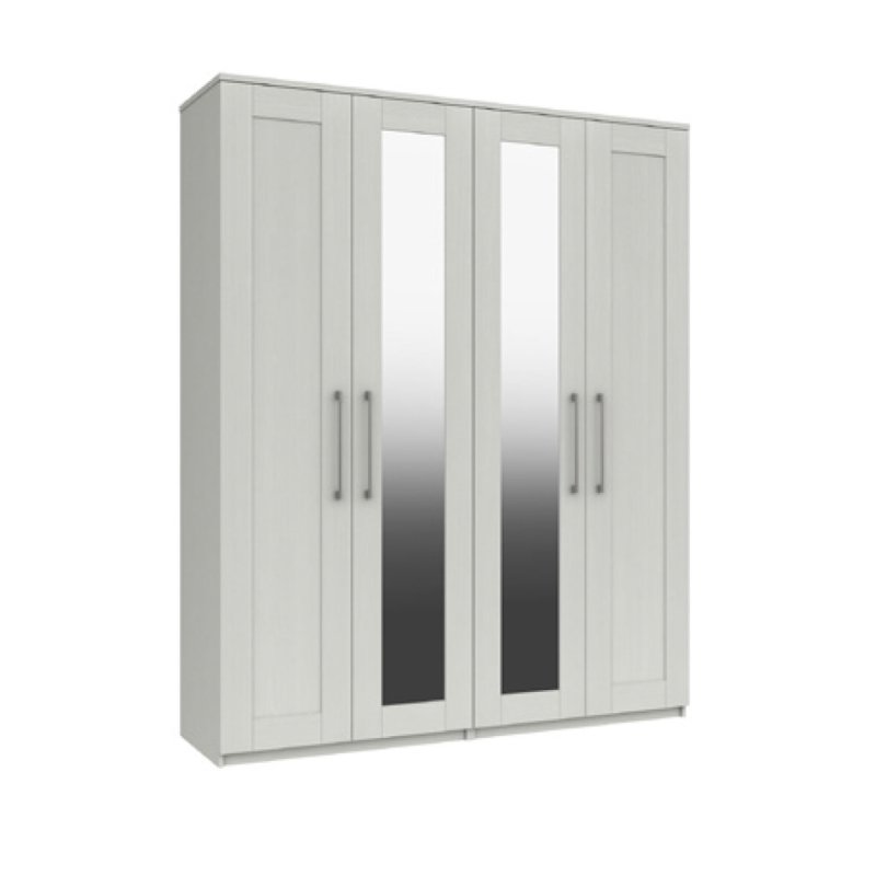 H Collection Avebury Tall 4 Door Robe with 2 Mirrors