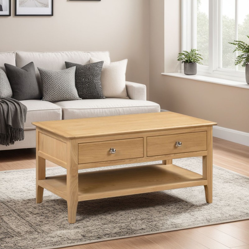 H Collection Charlton Coffee Table With 2 Drawers