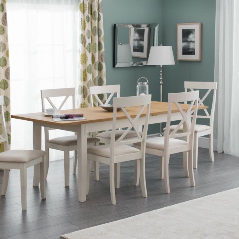 H Collection Hadspen Extending Dining Table Oak and Ivory