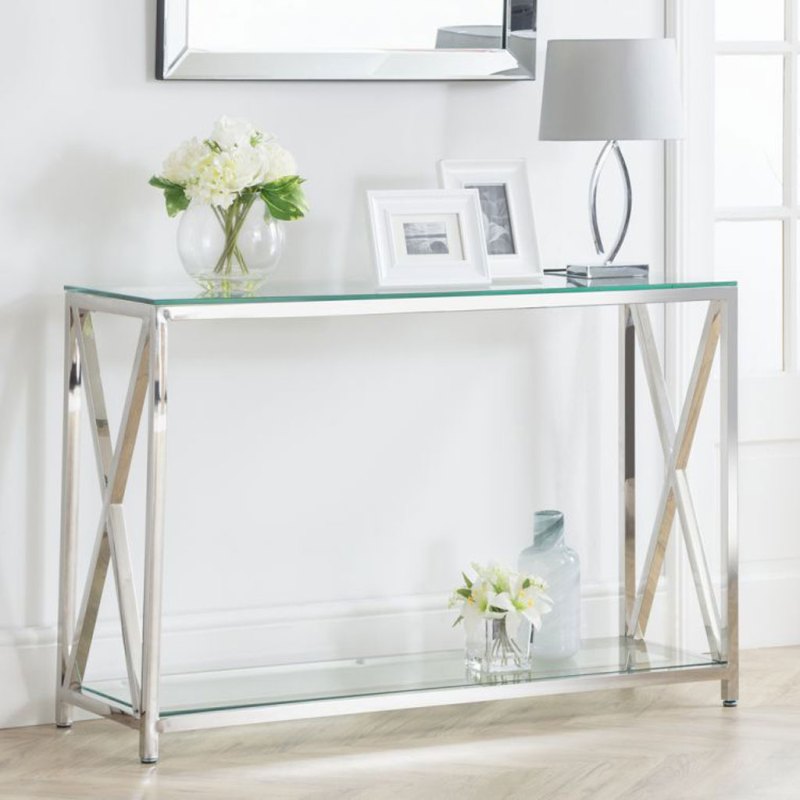 H Collection Kilver Console Table - Silver