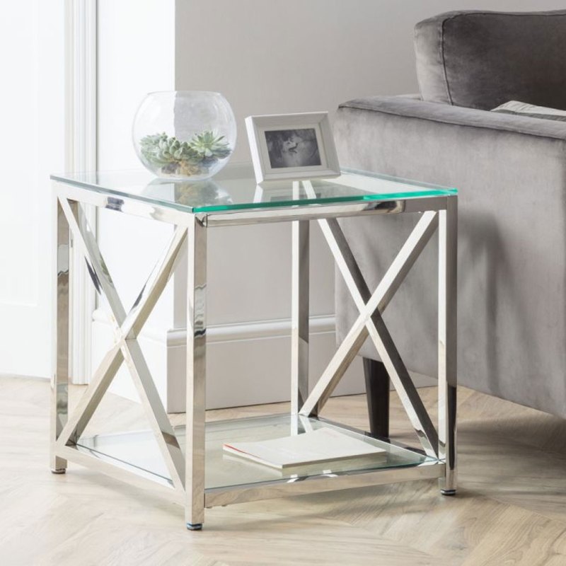 H Collection Kilver Lamp Table - Silver