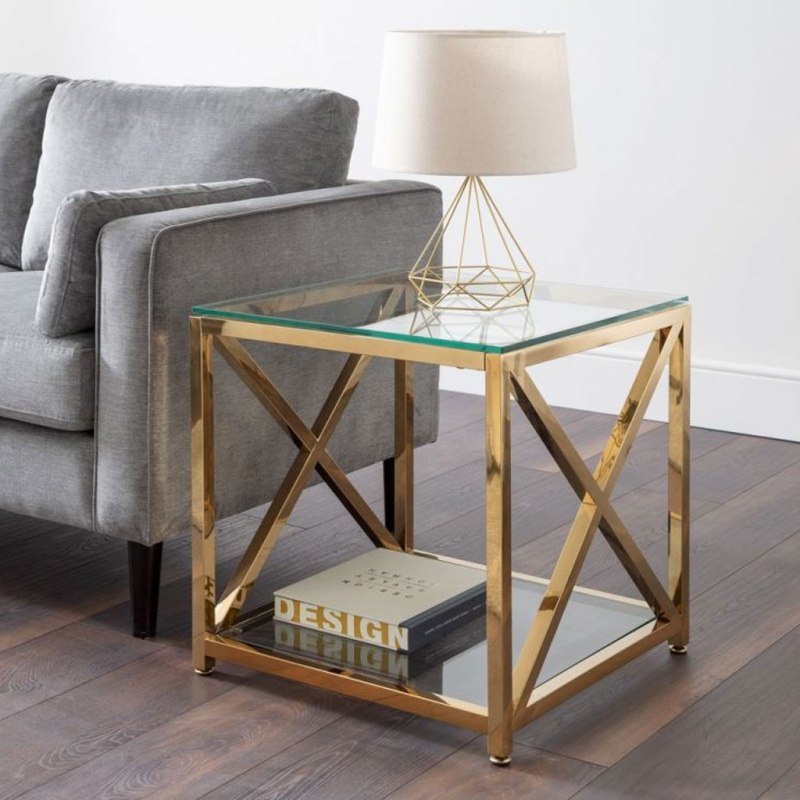 H Collection Kilver Lamp Table - Gold