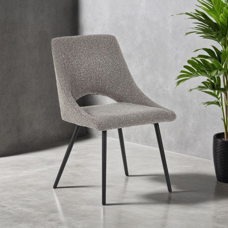 H Collection Bistro Chair in Boucle Grey Fabric