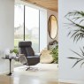 G Plan G Plan Oslo Power Recliner Chair and Stool with Veneered Side in Leather